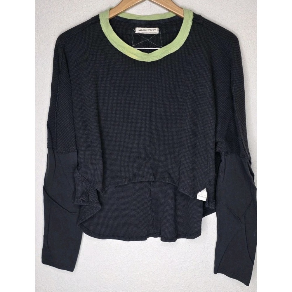 We The Free People Jayson Ringer Thermal Top Gray Loose Boho Lounge Women XS